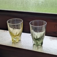 【アンティーク】 ヴィンテージ スターベース ミニグラス 2色セット（イエロー＆オリーブグリーン）