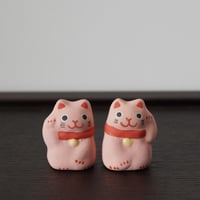 ミニ招き猫（桃）　Mini Lucky cat  peach