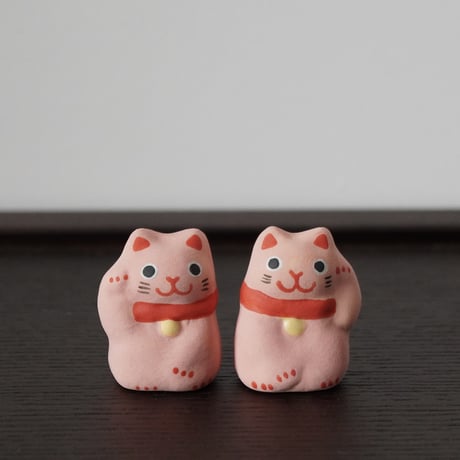ミニ招き猫（桃）　Mini Lucky cat  peach