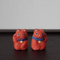 ミニ招き猫（赤）　Mini Lucky cat  red