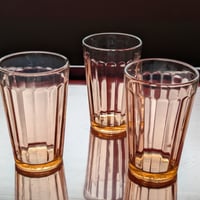 【アンティーク】 昭和レトロ アンバーピンク タンブラー 3客セット