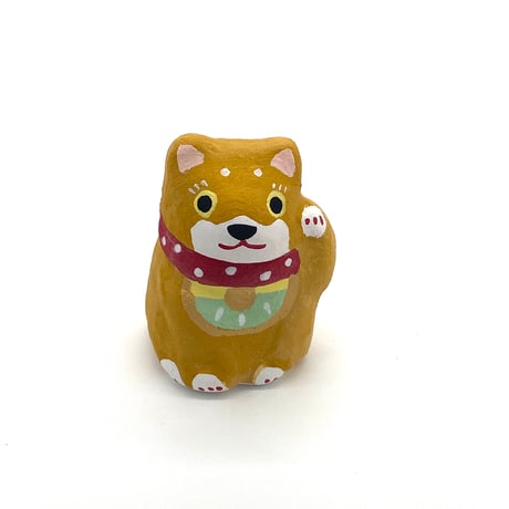 土人形中　招き犬　Claydoll of Luckydog