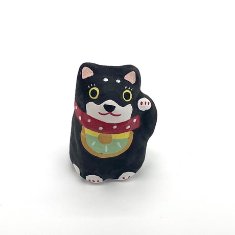 土人形中　招き犬　Claydoll of Luckydog