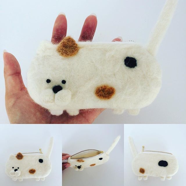 2836✨BIGシリーズ✨にゃんこフェイス❤︎ マチありポーチ 三毛