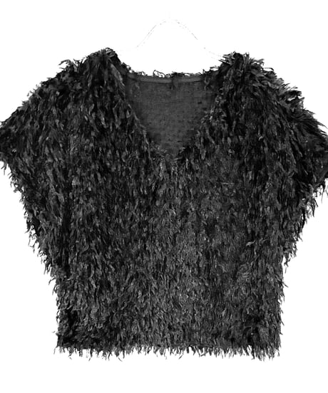v-neck shaggy pullover