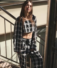 sheer check shirt＋bratop