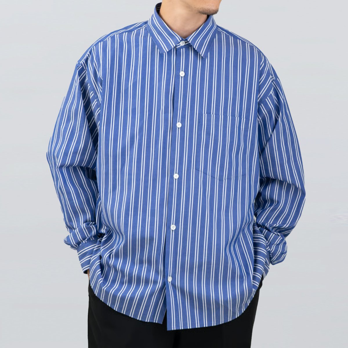 archivio青と白のストライプシャツ 40サイズ Blue Stripe Shirt | So