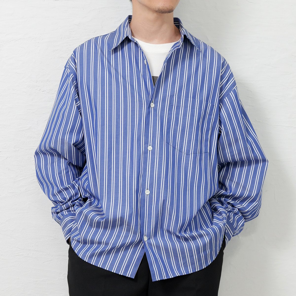 So Stripe Shrits Sサイズ 大山シュン Blue Stripe Shirt | So