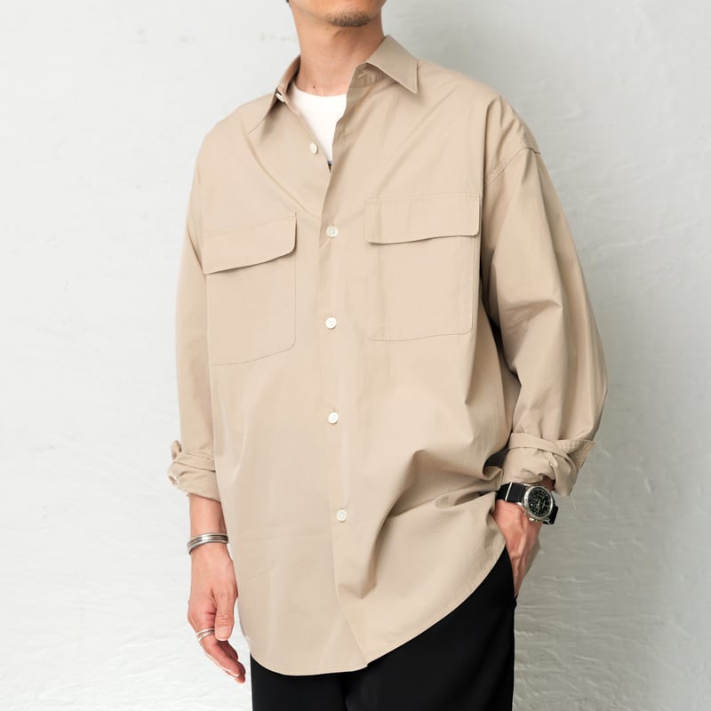 STONE  ベージュ 半袖シャツ　定価85000円 Pitta Re:)】 カジュアルシャツ Wガーゼ ボタンダウン 半袖 綿100