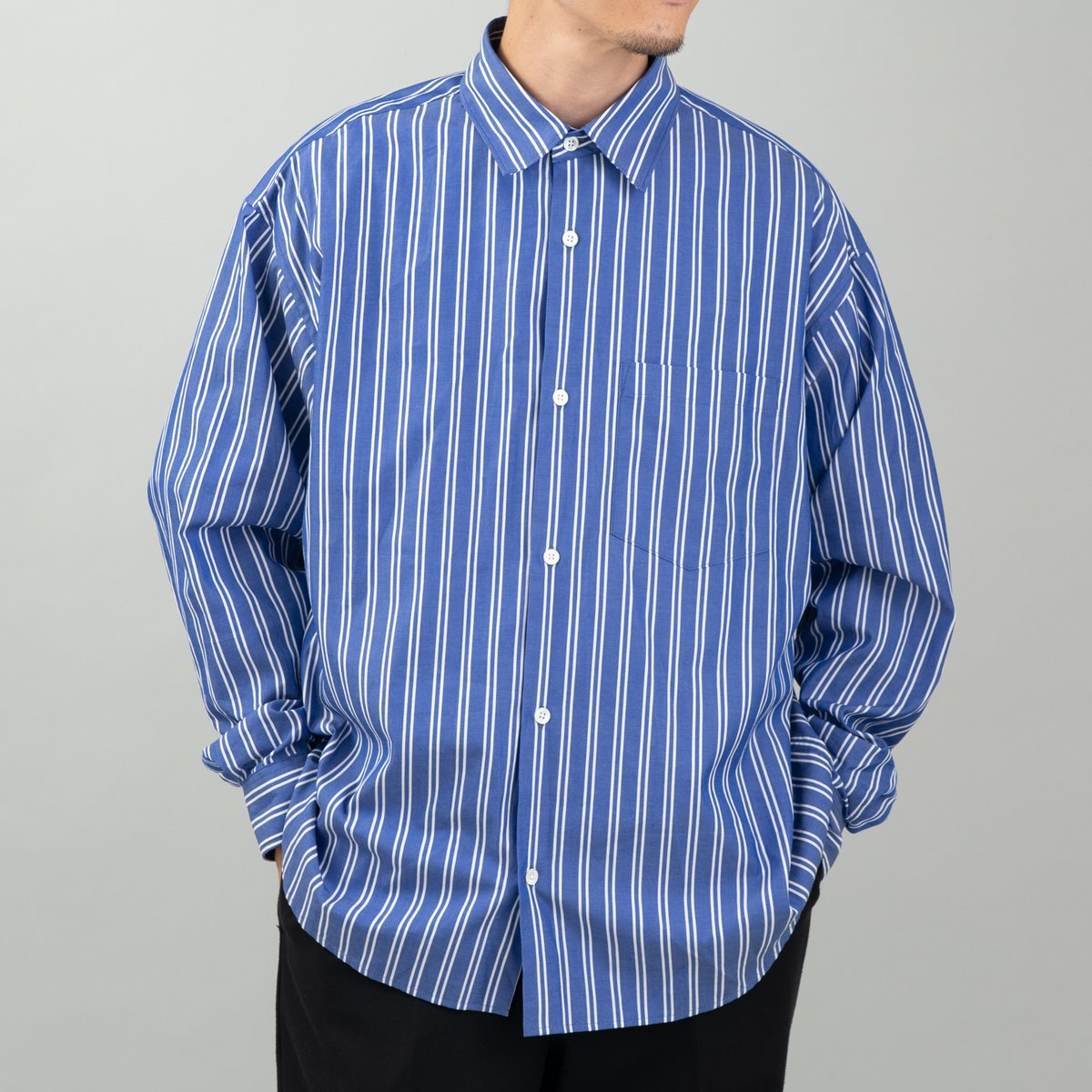大山シュン So 長袖ストライプシャツ ブルー/ホワイト M Stripe Shrits | So｜大人に似合う”少数精鋭”の定番服
