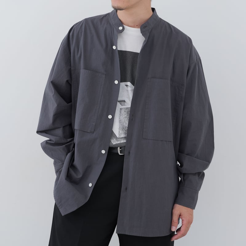 Grey Band Collar Shirts | So