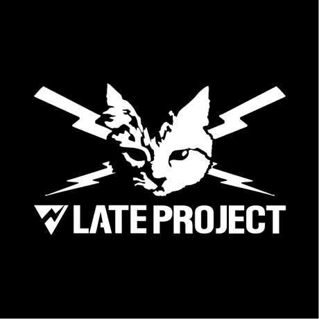 カッティングステッカー【 ねこ × LATEproject 】4カラー（ホワイト、ブラック、レッド、シルバー）