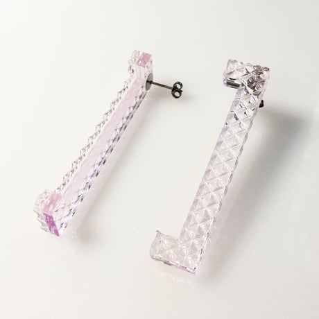 カッコつけるピアス ・イヤリング／ダイヤクリア×ピンククリア