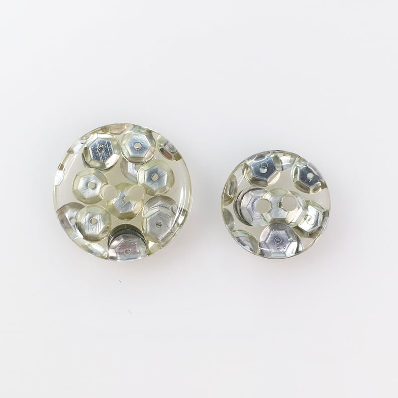 ヴィンテージボタン／シルバースパンコール入り／2ホール | Perch