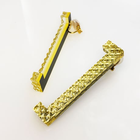 カッコつけるピアス ・イヤリング／ダイヤクリア×ゴールドミラー