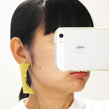 カッコつけるピアス ・イヤリング／ダイヤクリア×ゴールドミラー