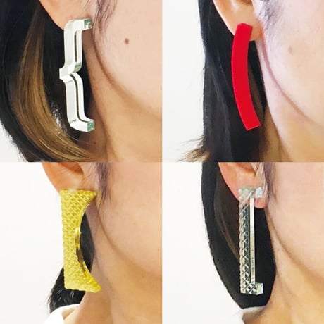 カッコつけるピアス ・イヤリング／マットスカイブルー×イエロー