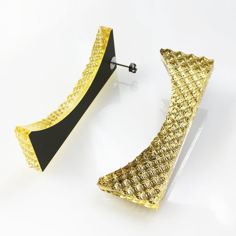 カッコつけるピアス ・イヤリング／ダイヤクリア×ゴールドミラー