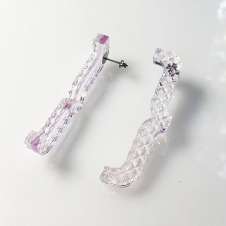 カッコつけるピアス ・イヤリング／ダイヤクリア×ピンククリア