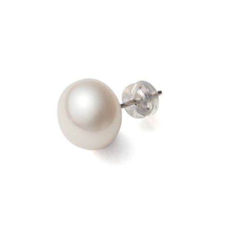 ボタンパールピアス　ホワイト　9.5mm-10mm
