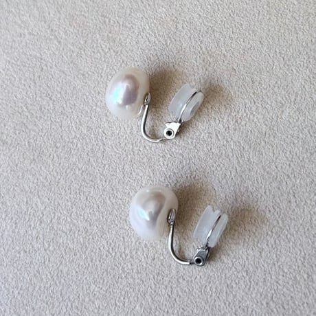 バロックパールクリップイヤリング 10mm-14mm ホワイト