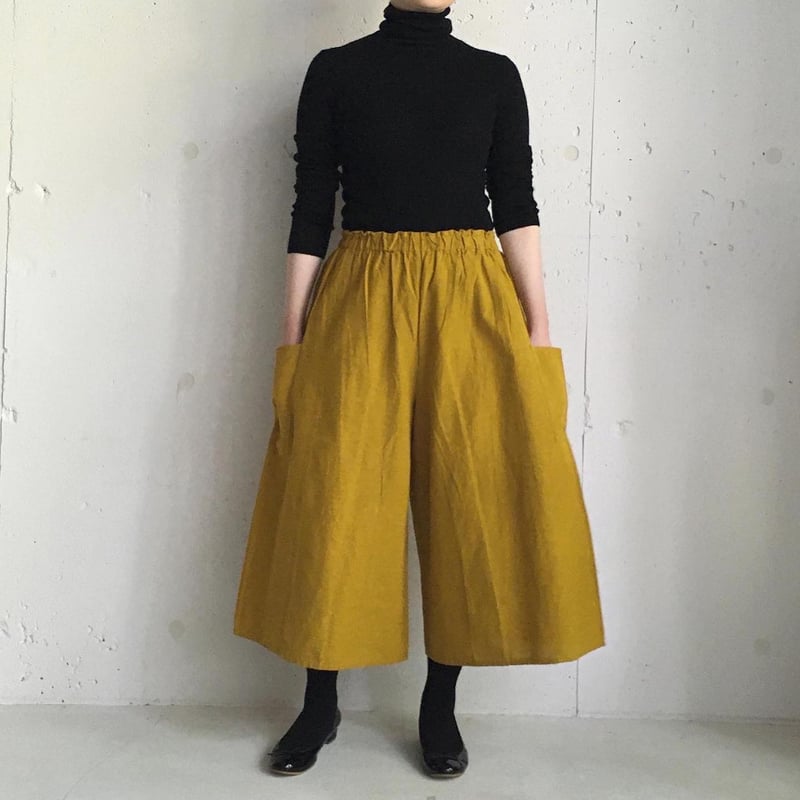 【極美品】YAMMA産業　会津木綿　キュロットパンツ　ロングロング丈　スミクロ YAMMA キュロットパンツ/会津木綿/ロング丈 | zakkayaline