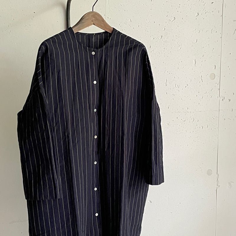 YAMMA 丸首ボタンワンピース/会津木綿/袖丈+20㎝ | zakkayaline