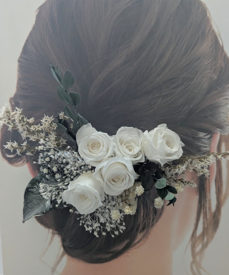 ウエディングヘッドドレス／髪飾りプリザーブドフラワー／前撮り