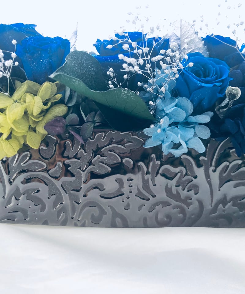 特大✨ 豪華な青＆水色バラプリザーブ＆アーティシャルフラワー