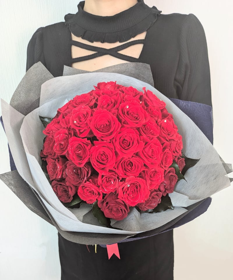 赤い薔薇50本の花束／プリザーブドフラワー永遠の愛♡無条件の愛／記念