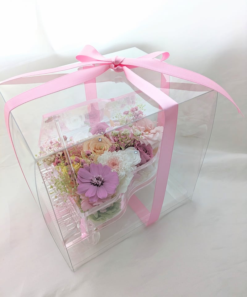 プリザーブドフラワー／グランドピアノシリーズ】薔薇とジニアと小花の
