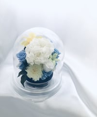 プリザーブドフラワードームの中で咲く静かで安らぎの時間