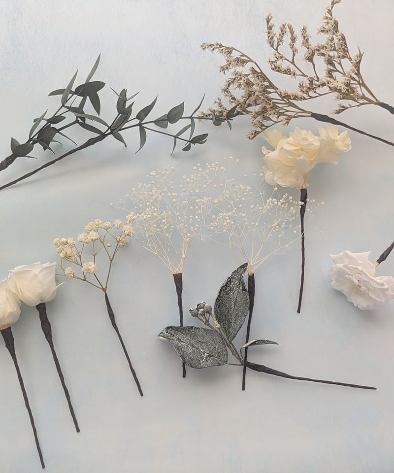 ウエディングヘッドドレス／髪飾りプリザーブドフラワー／前撮り