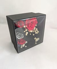 プリザーブドフラワー／フラワーボックス黒薔薇の魔法発動中3色ローズ