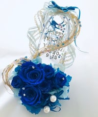 【プリザーブドフラワー／青い薔薇の夜空に染まったガラスの靴】リングピロー使用もOK【リボンラッピング付き】