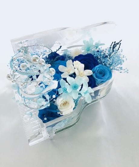 【プリザーブドフラワー／グランドピアノシリーズ】青とブルーと小花の透明感のある音色