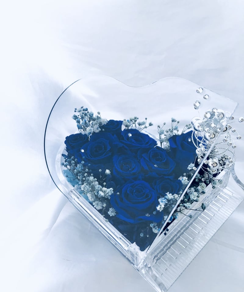 アクア薔薇カボション♡シャラシャラフラワー×ブルークリア大ぶりドロップピアス♡ アクア薔薇カボション♡シャラシャラフラワー×ブルークリア大ぶり