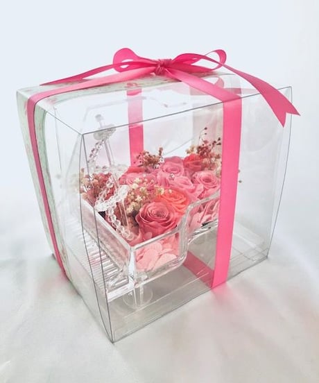 【プリザーブドフラワー／グランドピアノシリーズ】優しいエレガントなピンクの薔薇の愛