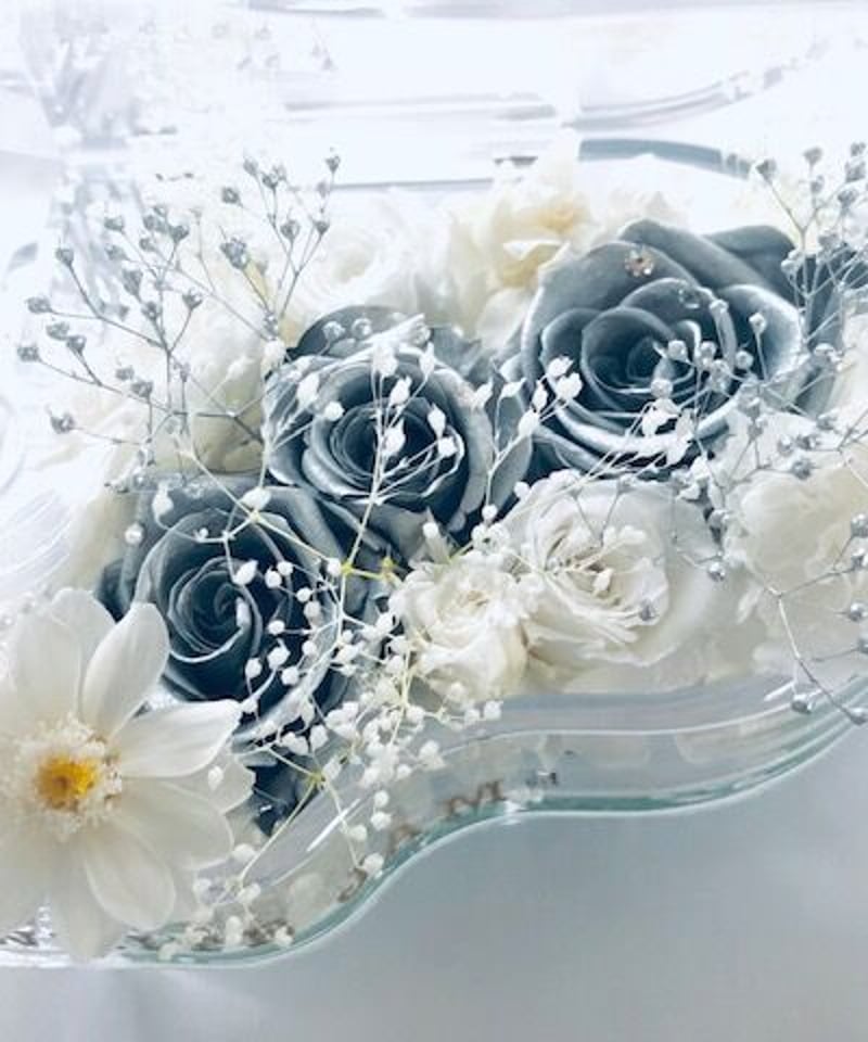 プリザーブドフラワー／グランドピアノシリーズ】シルバーローズの輝き