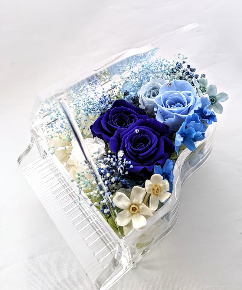 プリザーブドフラワー／グランドピアノシリーズ】青い薔薇の奇跡と