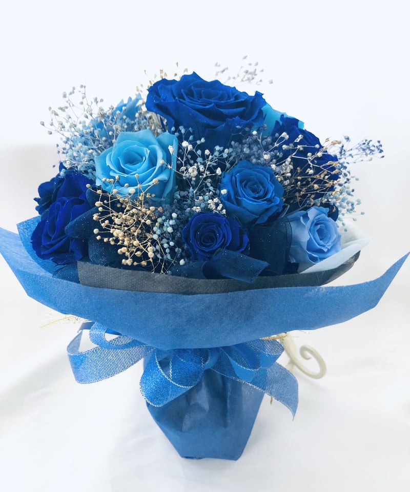 プリザーブドフラワー星空の輝きブルーローズ花束（花束ラッピング