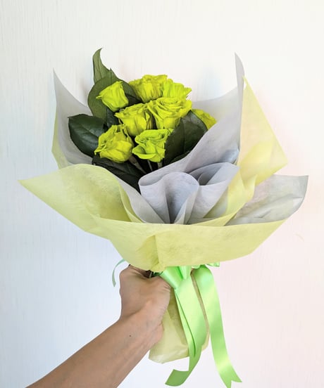 グリーンローズ１４本の花束／プリザーブドフラワー