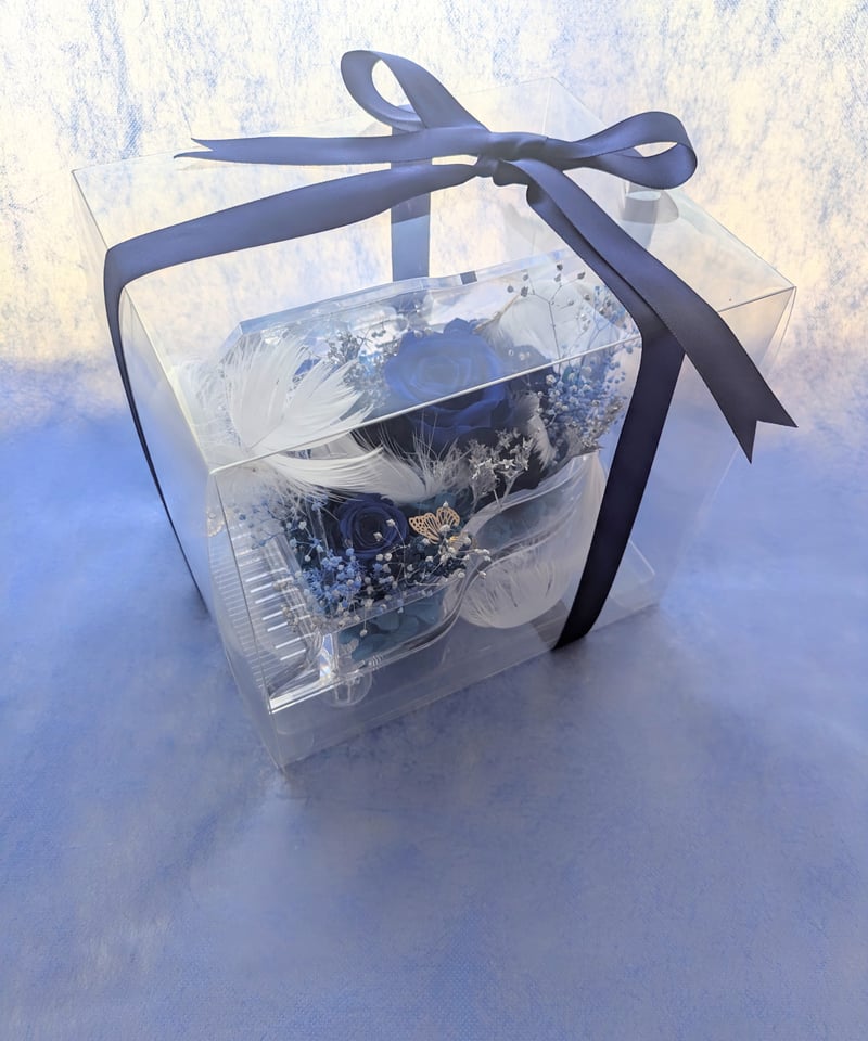 ビリヤードキュー 青黒グラデーション 花デザイン12.0mm ノーラップ プリザーブドフラワー／グランドピアノシリーズ黒薔薇の魔法発動中