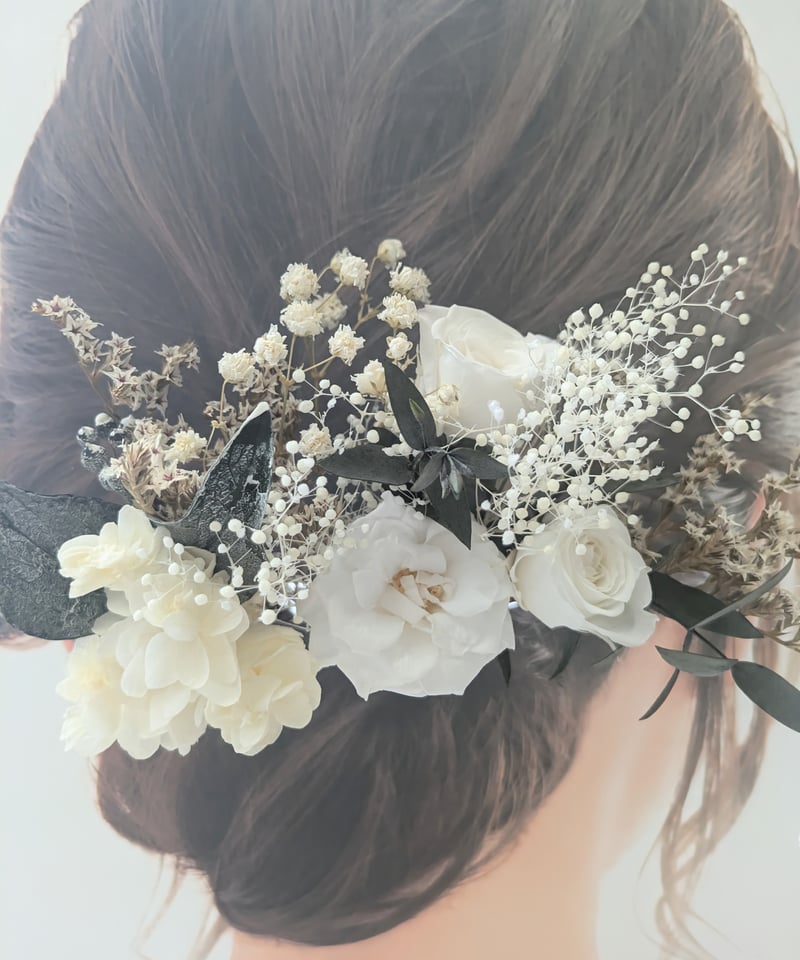 ウエディングヘッドドレス／髪飾りプリザーブドフラワー／前撮り