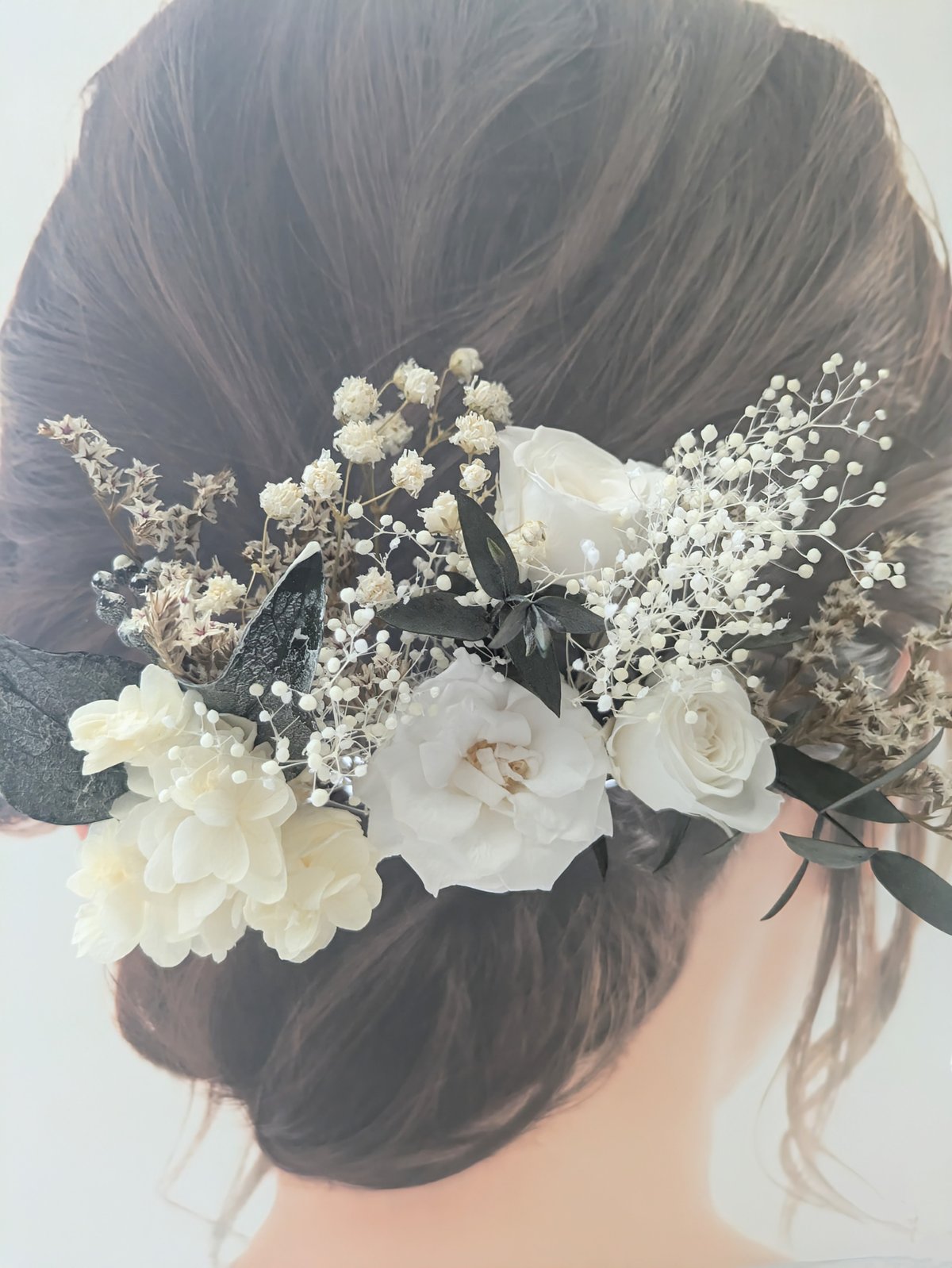 【期間限定】花束 プリザーブドフラワー 髪飾り付き ブーケ 前撮り ヘアードレス 1eb2bb90752ebcdffb010104155d5e