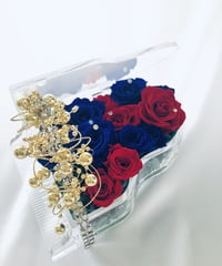 【プリザーブドフラワー／グランドピアノシリーズ】青と赤の薔薇の冷静と情熱の音色