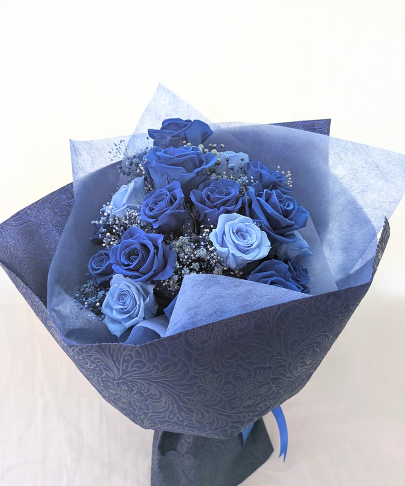 プリザーブドフラワー／青い薔薇と水色の薔薇18本花束／奇跡の祝福花束
