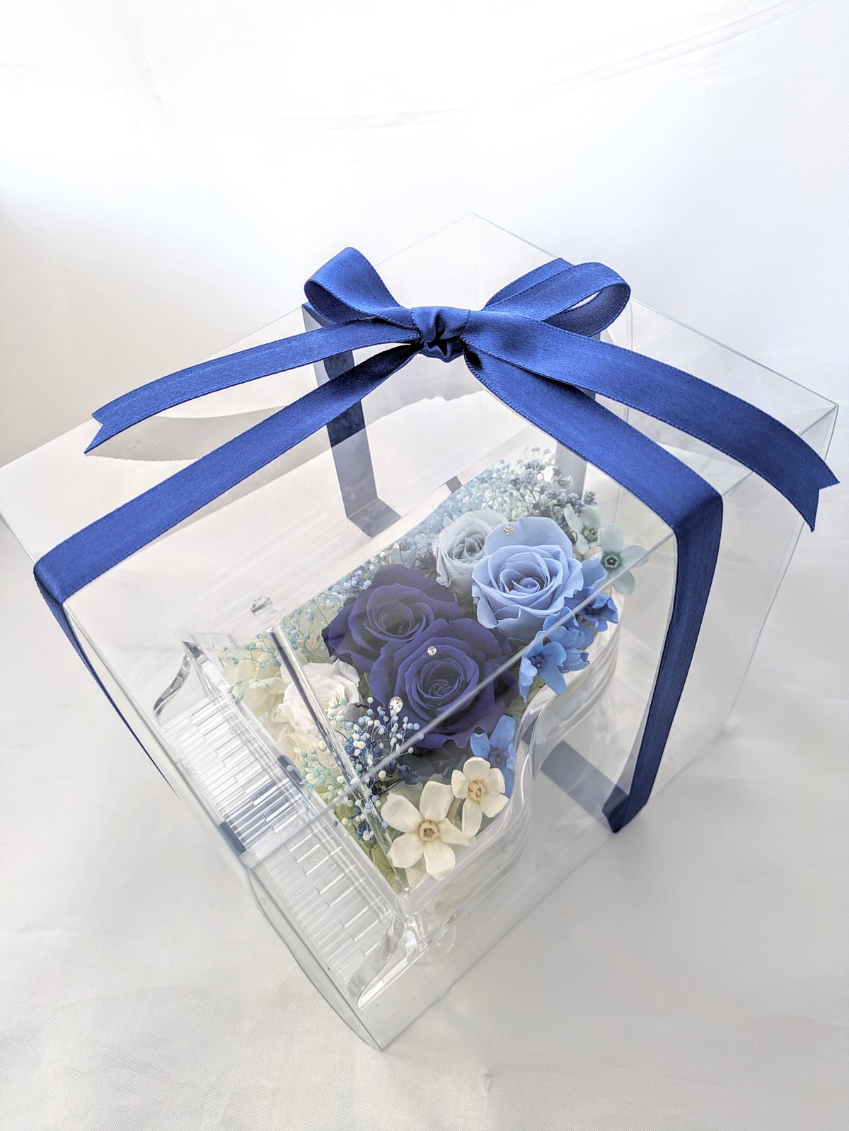 アクア薔薇カボション♡シャラシャラフラワー×ブルークリア大ぶりドロップピアス♡ アクア薔薇カボション♡シャラシャラフラワー×ブルークリア大ぶり