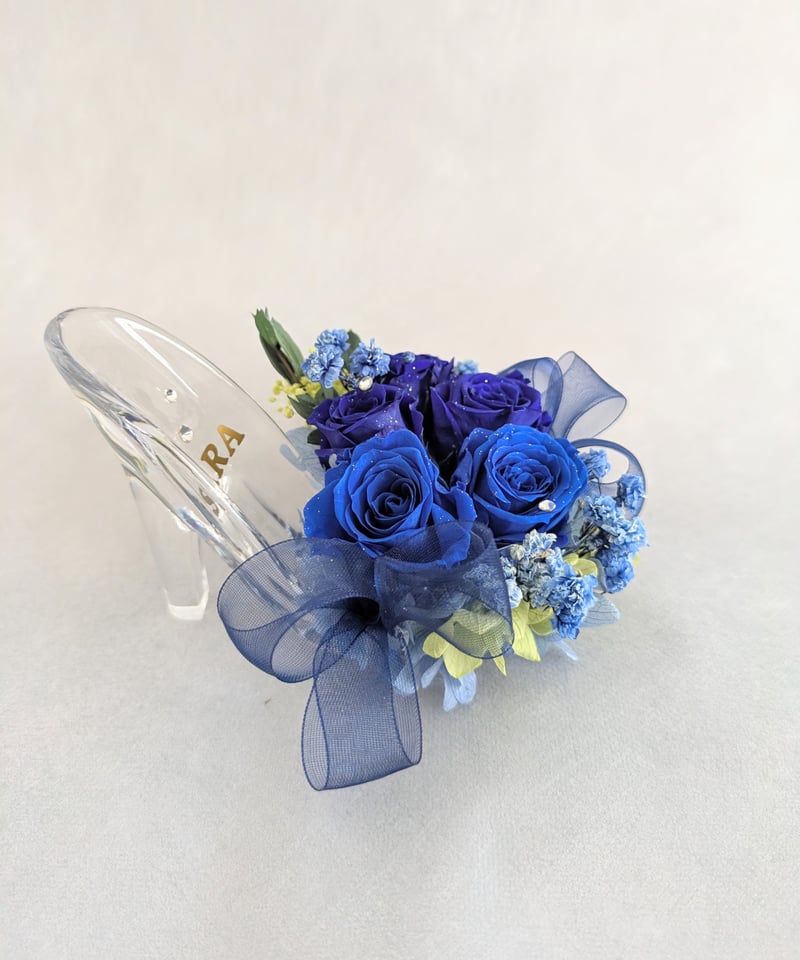 プリザーブドフラワー／ガラスの靴ミニシリーズ】青い薔薇のミニサイズ