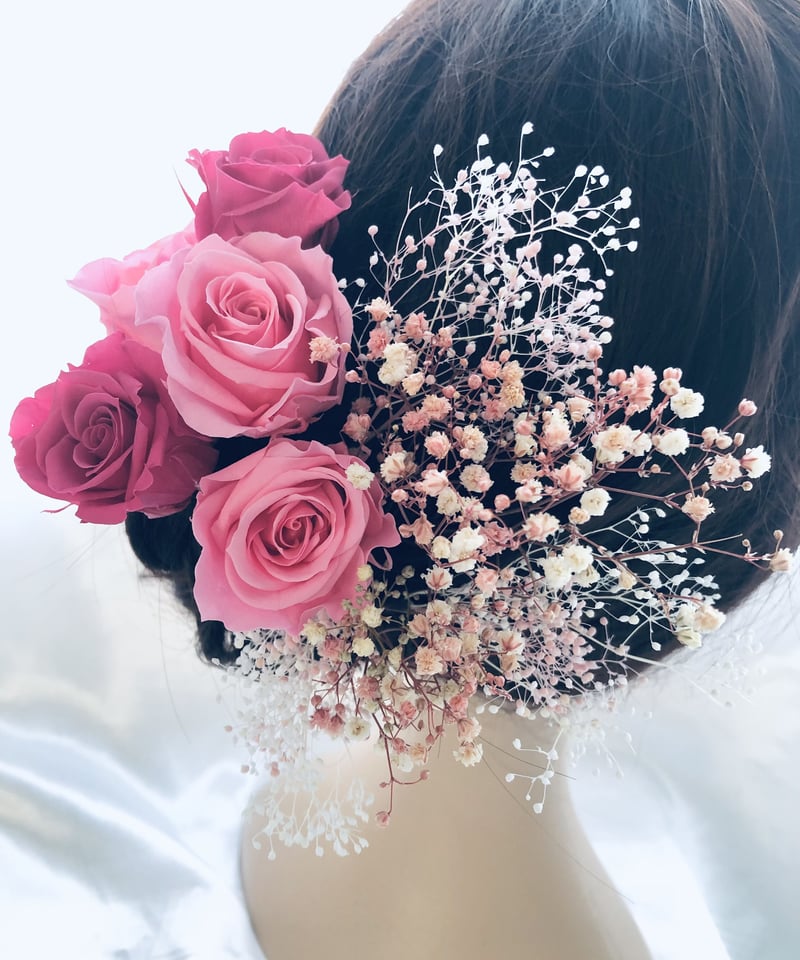 結婚式 花束 プリザーブドフラワー 髪飾り付き ブーケ 前撮り ヘアー